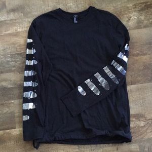 Forever 21 Metallic Stripes Long Sleeve Shirt